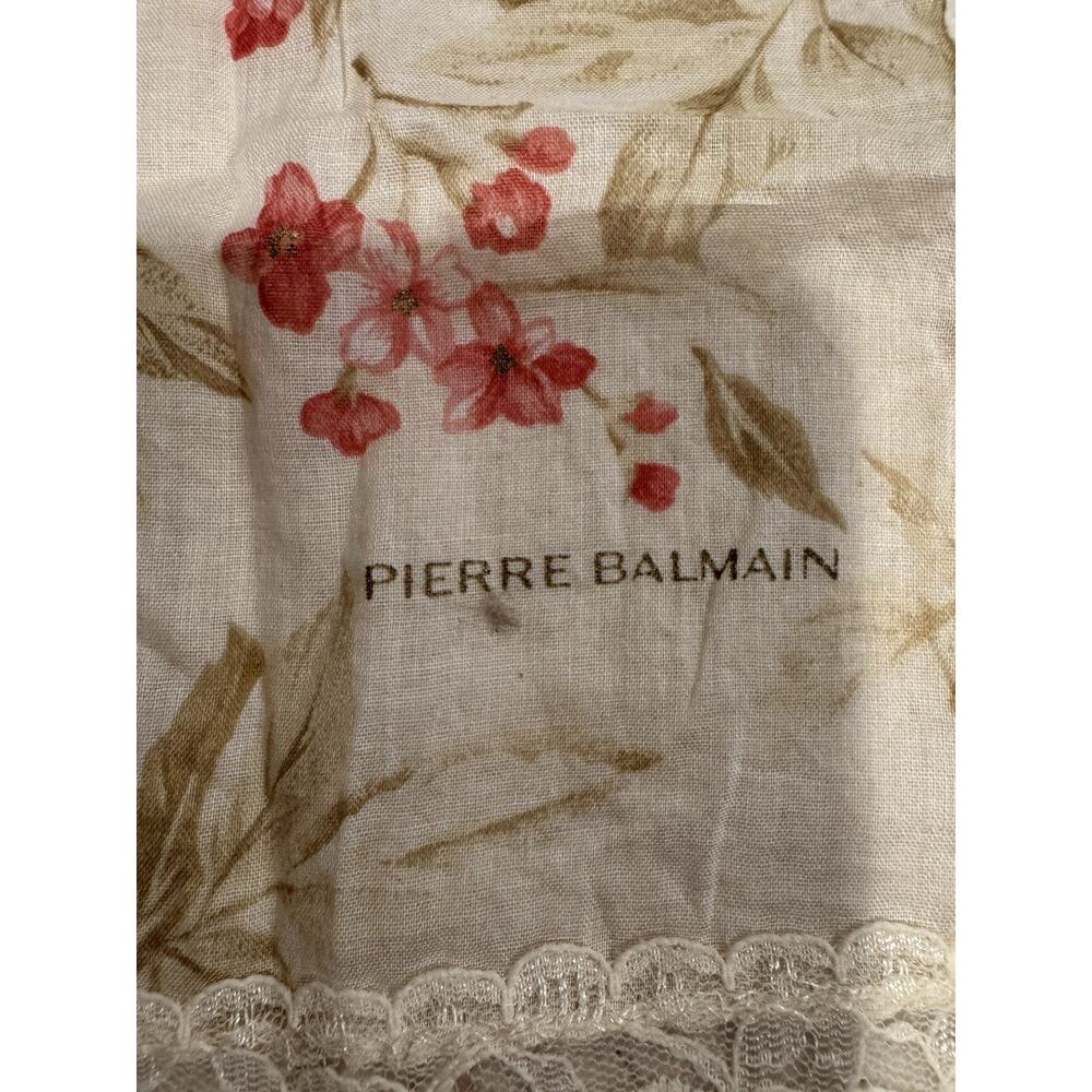Vintage Pierre Balmain cotton handkerchief with lace trim